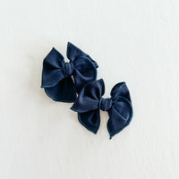 Navy Mini Fable Bow Set || Serged || Customizable