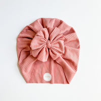 Dusty Pink Ribbed Turban