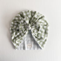 Sage Gingham Turban