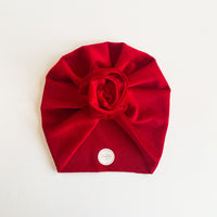 Red Ribbed Velvet Turban