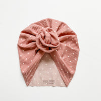 Pink Ribbed Hearts Turban