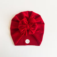 Red Ribbed Velvet Turban