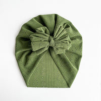 Olive Eyelet Turban