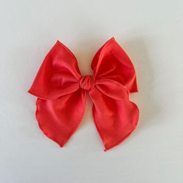Bright Coral Fable Bow || Serged