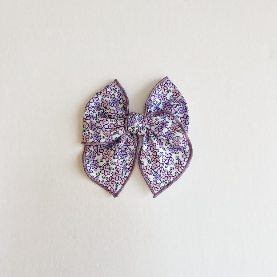 Purple Floral Midi Fable Bow || Serged