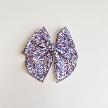 Purple Floral Fable Bow || Serged