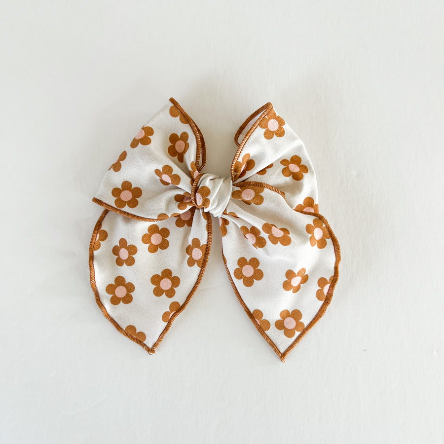Rust + Pink Daisies Fable Bow || Serged