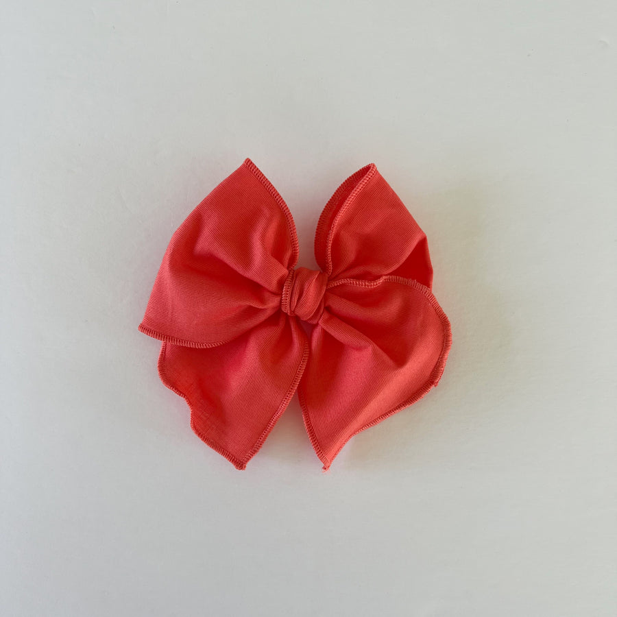 Bright Coral Midi Fable Bow || Serged