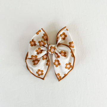 Rust + Pink Daisies Midi Fable Bow || Serged