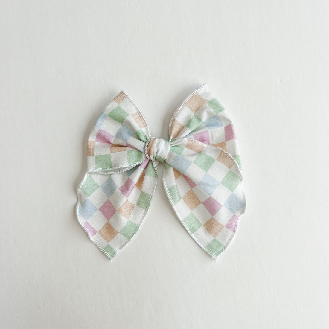 Pastel Checker Fable Bow || Serged