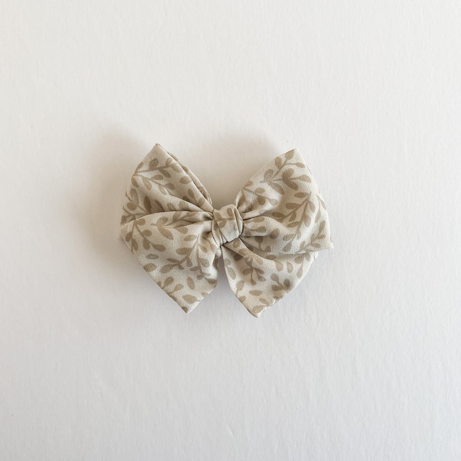 Cream Leaves Midi Bow