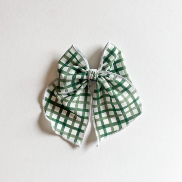 Green Plaid Fable Bow || Serged