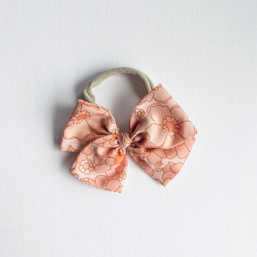 Pink Floral Midi Bow