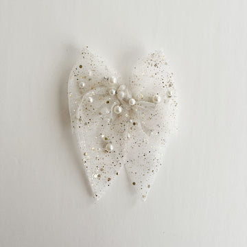Pearl Shimmer Tulle Fable Bow || Sewn
