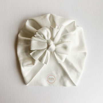 White Fleece Lined Solid Turban