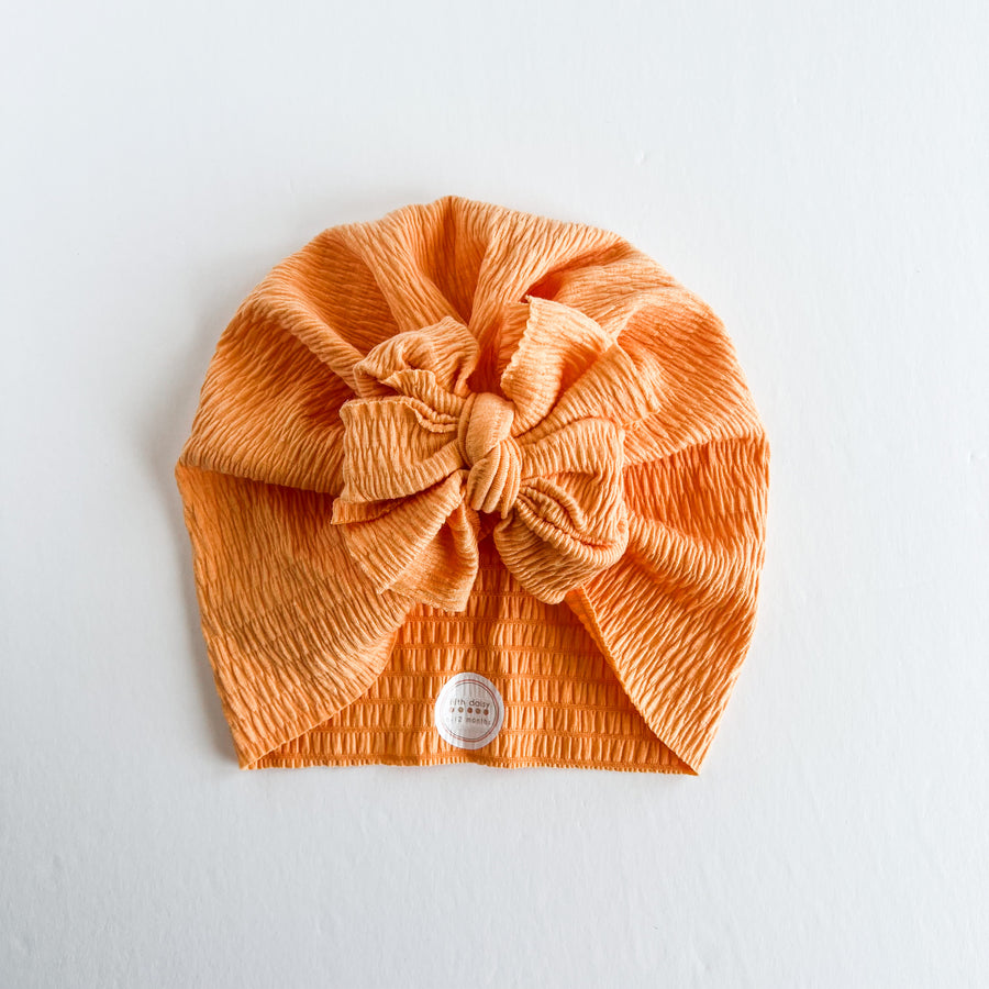 Orange Seersucker Turban