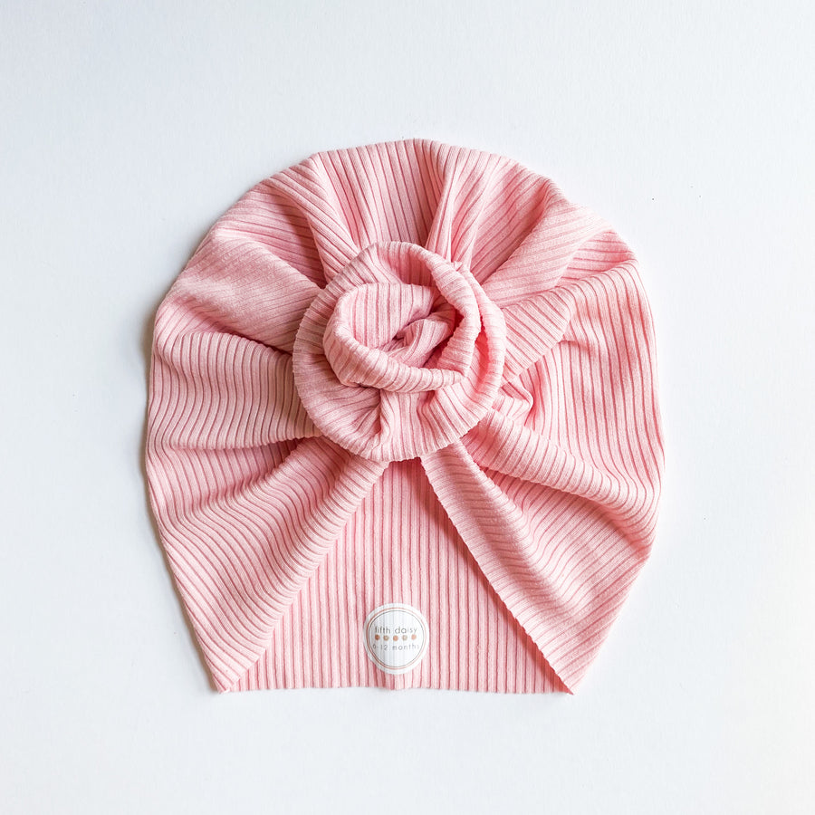 Light Pink Ribbed Turban