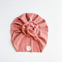 Dusty Pink Ribbed Turban