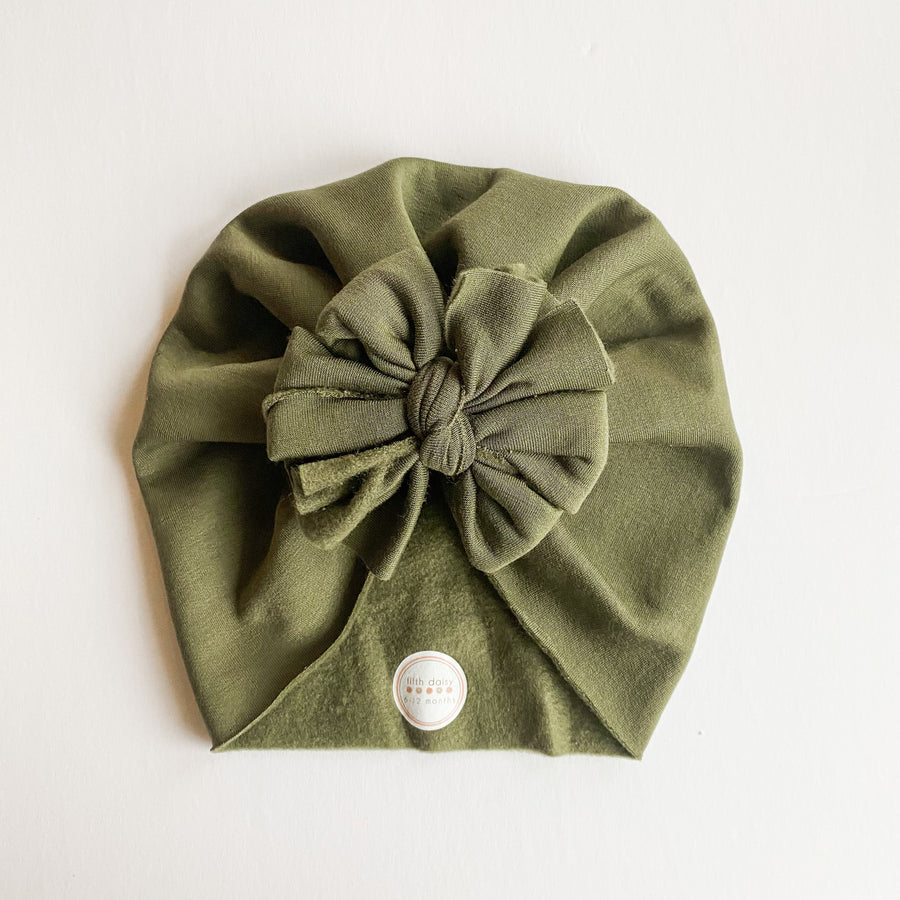 Olive Fleece Lined Solid Turban