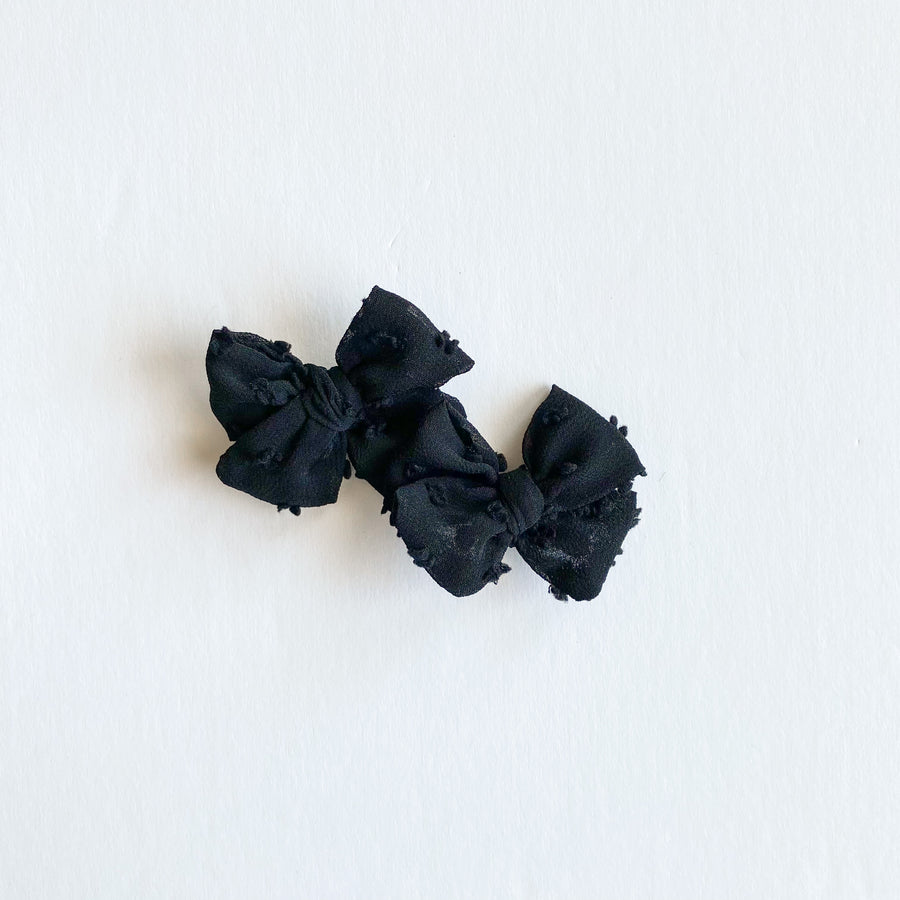 Black Swiss Dot Mini Bow Set