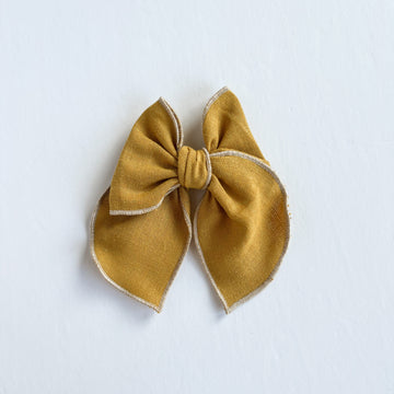 Mustard Linen Fable Bow || Serged