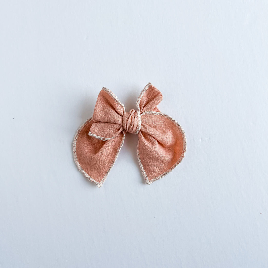 Peach Pink Linen Midi Fable Bow || Serged