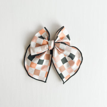 Halloween Checker Fable Bow || Serged