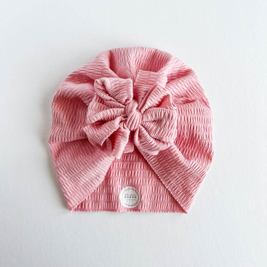 Pink Seersucker Turban