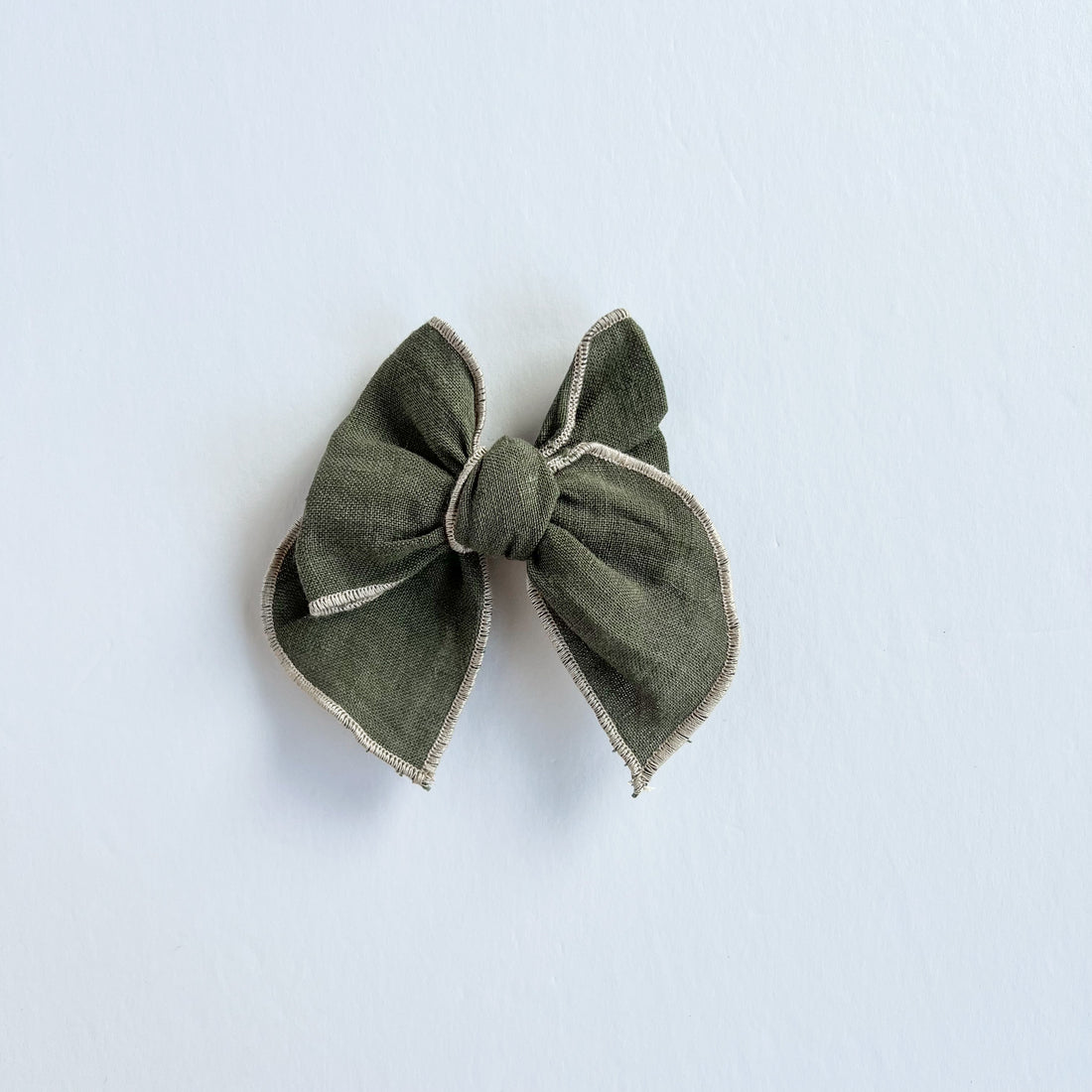 Olive Linen Midi Fable Bow || Serged