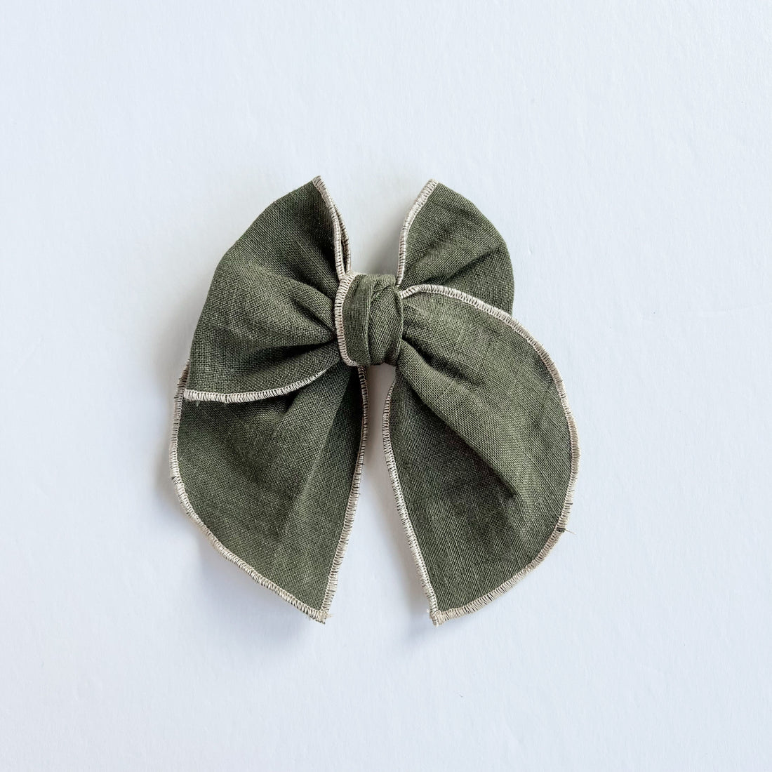 Olive Linen Fable Bow || Serged