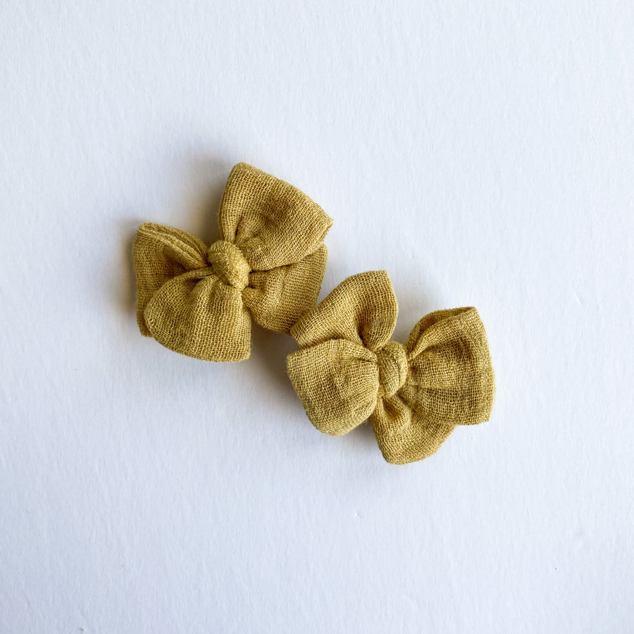 Mustard Gauze Mini Bow Set